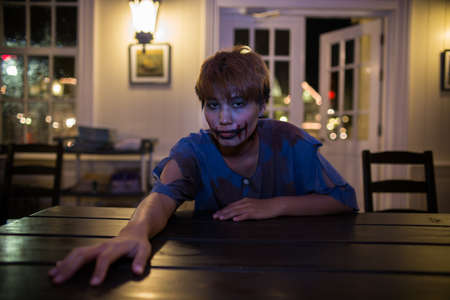 BANGKOK, THAILAND - OCTOBER 31, 2014: People take part in the Zombie at the chocolate ville park and restaurant on BANGKOK, THAILAND - OCTOBER 31, 2014.のeditorial素材