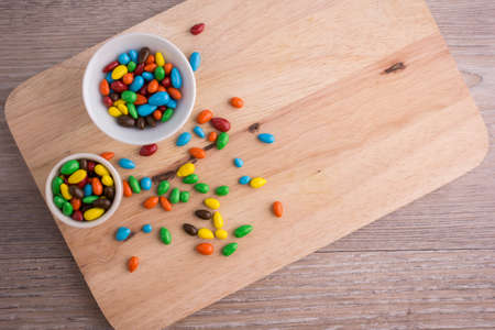 jelly sweet candy on wood backgroundの写真素材