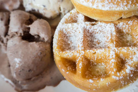 Freshly baked waffleの写真素材