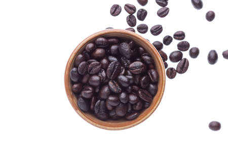 coffee beans isolated in white backgroundの写真素材