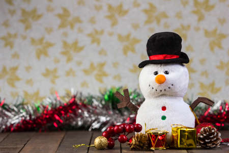 christmas decorations on old woodの写真素材