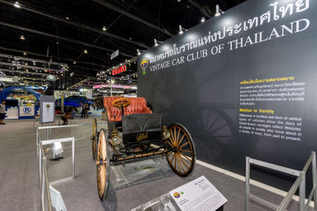 Bangkok, Thailand - December 4, 2015 : Black High Wheeler from  Vintage car club  of Thailand at Thailand International Motor Expo 2015 (MOTOR EXPO 2015) on December 4, 2015 in Bangkok, Thailand.のeditorial素材