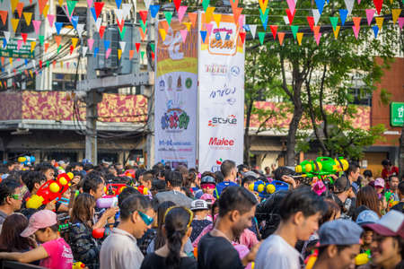 Bangkok, Thailand - April 13, 2016: Bangkok Songkran Festival Siam Square 2016, The Songkran festival is celebrated in Thailand as the traditional New Year's Day from 13 to 15 April.のeditorial素材