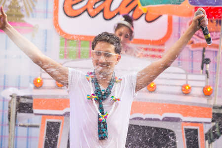 Bangkok, Thailand - April 13, 2016: Bangkok Songkran Festival Siam Square 2016, The Songkran festival is celebrated in Thailand as the traditional New Year's Day from 13 to 15 April.のeditorial素材