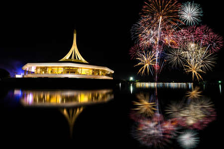 Fireworks light up the sky with dazzling displayの写真素材