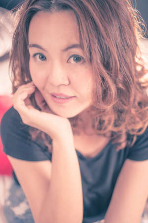 hair style,asia women vintage style color tone
