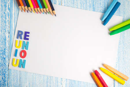 color pencils with space for text, colorful coloredの写真素材