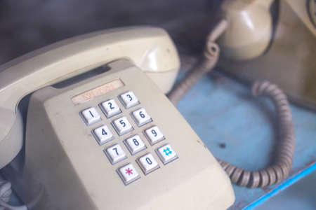 vintage telephone on table