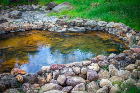 Jeason Nationpark, natural hot fountain in Lampang province. Hot water from underground in Thailand.の写真素材