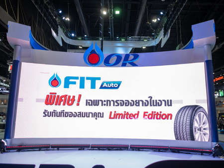 Bangkok, Thailand - November 30, 2018 :  PTT Blue Gas Energy Leader at Thailand International Motor Expo 2018 (MOTOR EXPO 2018) on Nov 30,2018 in Bangkok, Thailand.のeditorial素材