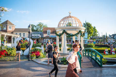 Bangkok, Thailand - December 16, 2018: People visit and dine at chocolate ville park and restaurant in Bangkok,Thailand.The chocolate ville park and restaurant decoration with Christmas festival.のeditorial素材