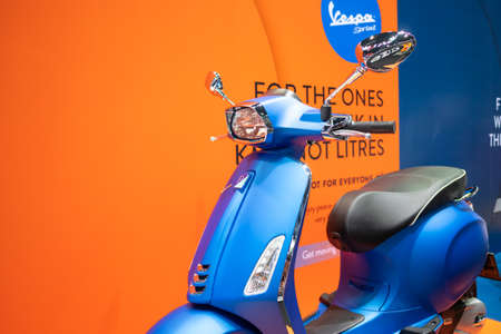 Bangkok, Thailand - November 30, 2018 :  Vespa motorcycle and accessory at Thailand International...