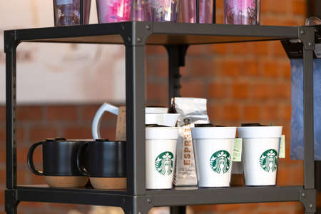 Bangkok ,Thailand - March 10, 2019 : Starbucks Coffee Shop Famous Branches in Thailand and Starbuck...