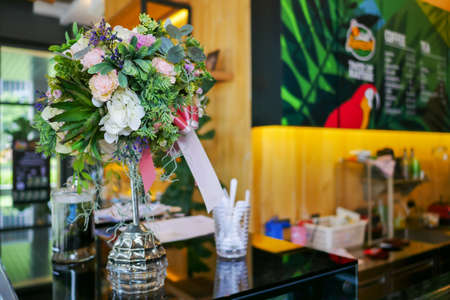 Bangkok, Thailand - September, 2019: People are taking lunch break in Cafe Amazon at Bangkok, Thailand. The Amazon cafe are beautiful location.のeditorial素材