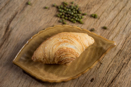 Set of curry puff on wood tableの写真素材