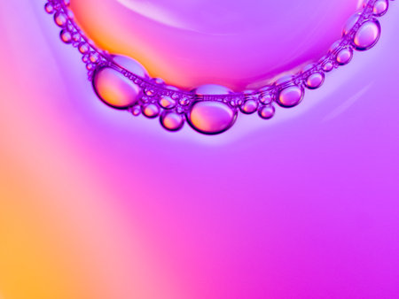 Close up water bubble  on color backgroundの写真素材