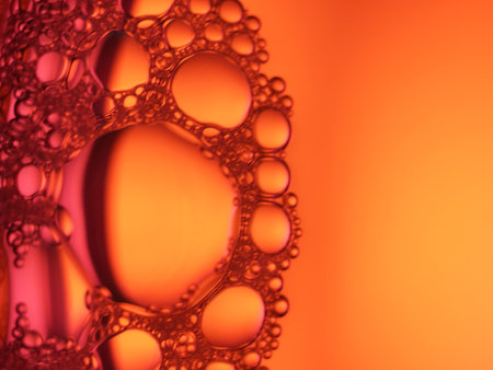 Close up water bubble  on color backgroundの写真素材