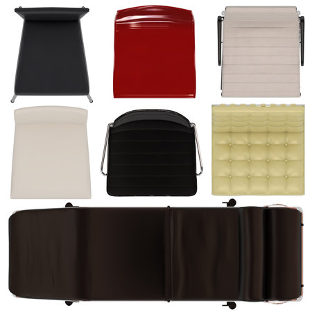 Set of Chairs Top View Isolated on White Background の写真素材