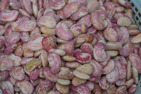 Close up of dried bean in the market, soft focus background.