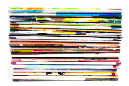 Stack of magazines isolated on white background