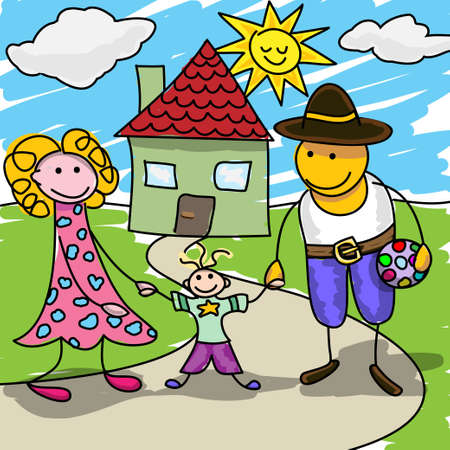 Happy Familyのイラスト素材
