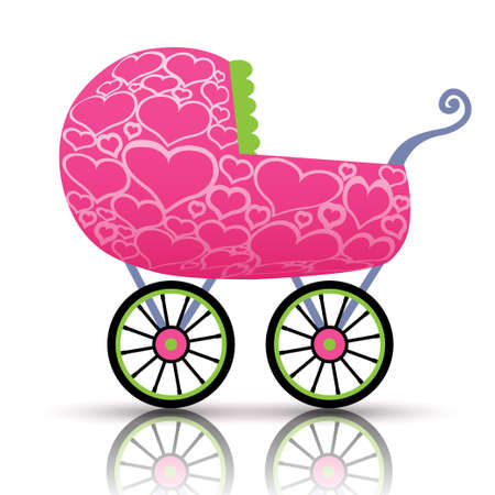 Stroller of hearts for babyのイラスト素材