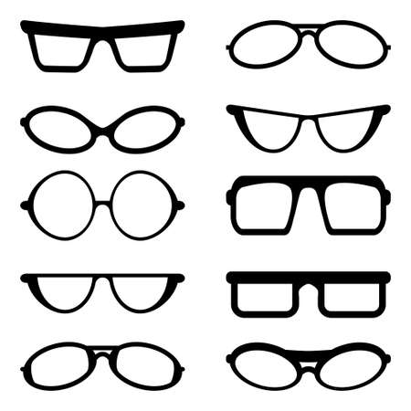 Glasses and Sunglasses silhouettesのイラスト素材