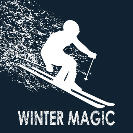Skier illustration-Winter Magicのイラスト素材