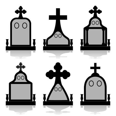 Gravestone set - Tombstones silhouettesのイラスト素材