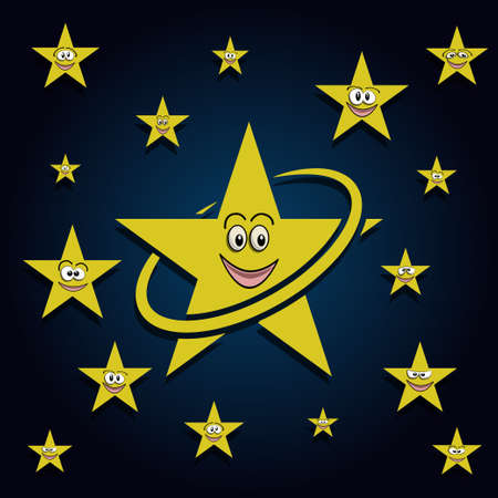 Smiling stars in the skyのイラスト素材