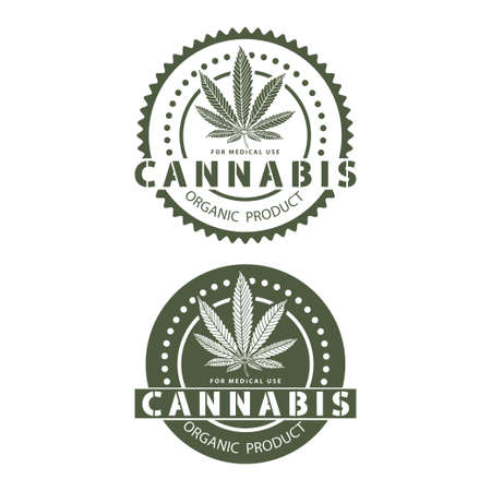 Medical organic cannabis set illustration on white background.のイラスト素材