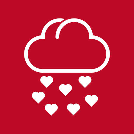 Cloud and rain of love in red background.のイラスト素材