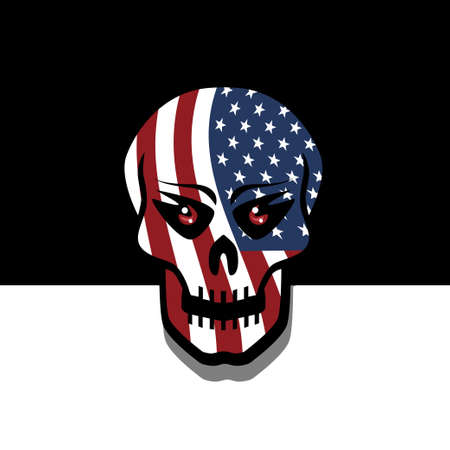 Skull with the USA flagのイラスト素材