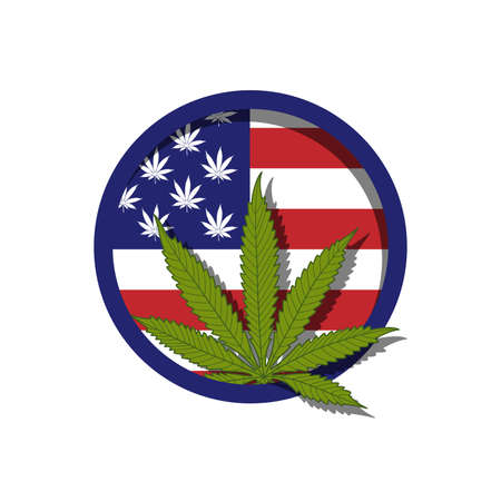 USA flag with cannabisのイラスト素材