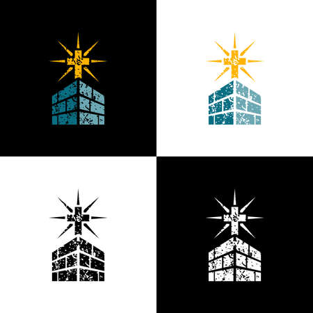Logo design church. Illustration of the logo design of the church as a symbol of Christianityのイラスト素材