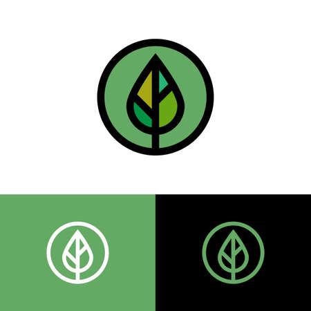 Plant leaf as icon. Illustration of a leaf plant as an icon and symbol of ecologyのイラスト素材