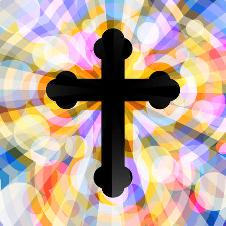 Christian Orthodox Cross. Illustration Christian Orthodox cross on abstract backgroundの写真素材