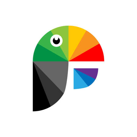 Colorful parrot as logo. Illustration colorful parrot as logo design on white background.のイラスト素材