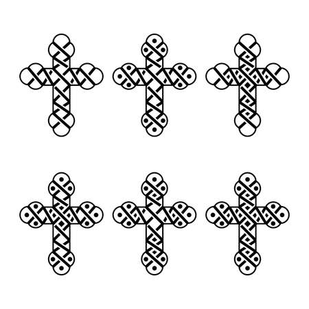 Orthodox Cross Collection. Illustration collection of orthodox cross as a symbol of faith.のイラスト素材