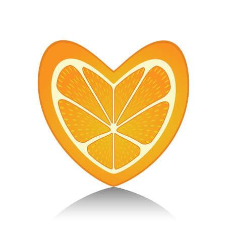 Orange like a heart. Illustration of an orange like a heart on a white backgroundのイラスト素材