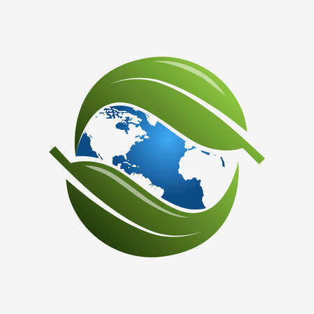 Ecological planet Earth. Illustration of the ecological planet Earth on a white backgroundのイラスト素材