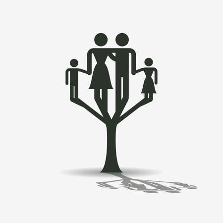 Family tree as a silhouette. Illustration of a family tree as a silhouette on a white backgroundのイラスト素材