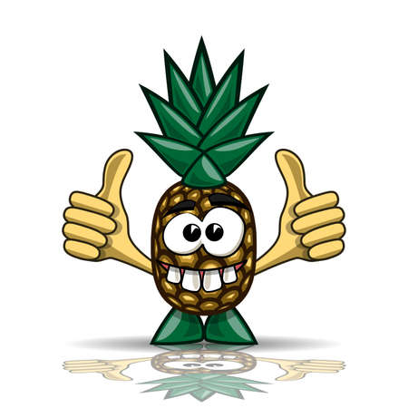 Pineapple as a mascot. Illustration of a pineapple as a mascot on a white backgroundのイラスト素材
