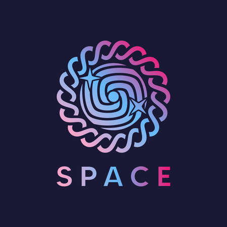 Logo design for space. Illustration of a logo space design on a black backgroundのイラスト素材