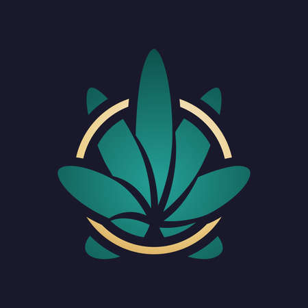 Cannabis as a logo design. Illustration of cannabis as a logo design on a dark backgroundのイラスト素材