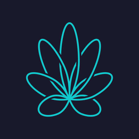 Cannabis as a logo design. Illustration of cannabis as a logo design on a dark backgroundのイラスト素材