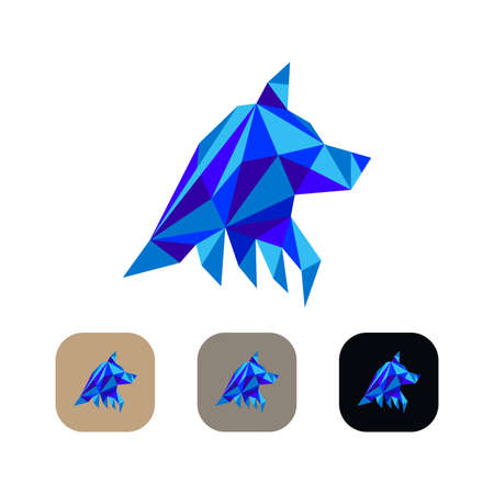Geometric wolf as a logo design. Illustration of a geometric wolf as a logo design on a white background.のイラスト素材