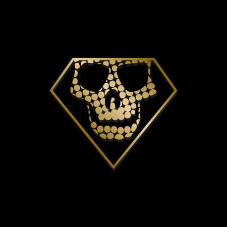 A skull in a diamond. Illustration of a skull in a diamond on a black backgroundのイラスト素材