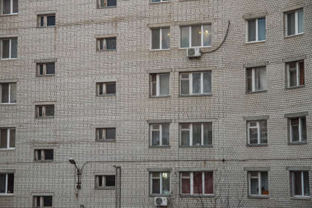 Facades of houses, types of multiple windowsの写真素材