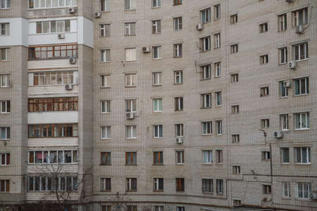 Facades of houses, types of multiple windowsの写真素材